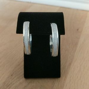 Silver Glitter Hoop Earrings